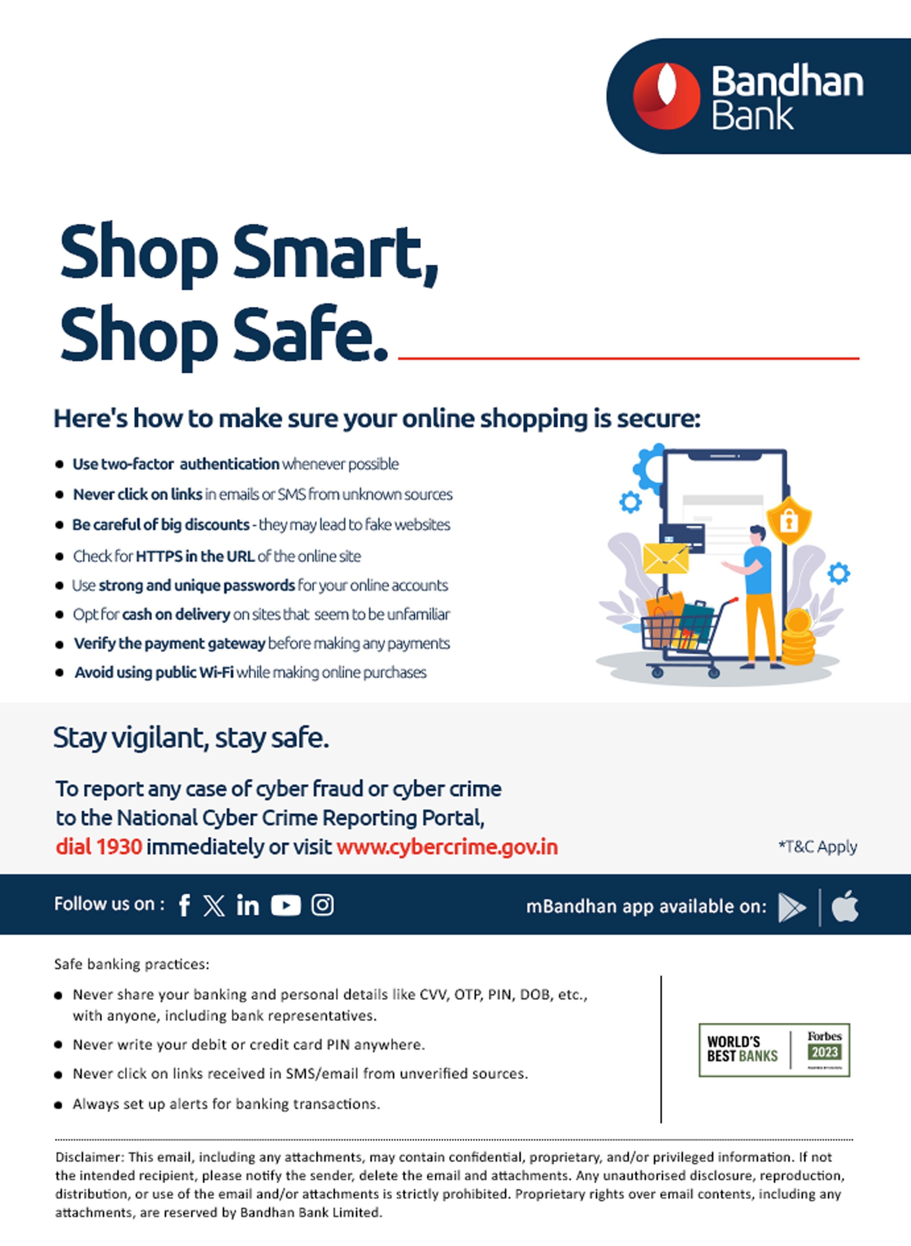 Tips for safe online shopping - Bandhan Bank
